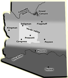 Map of Arizona showing mission area