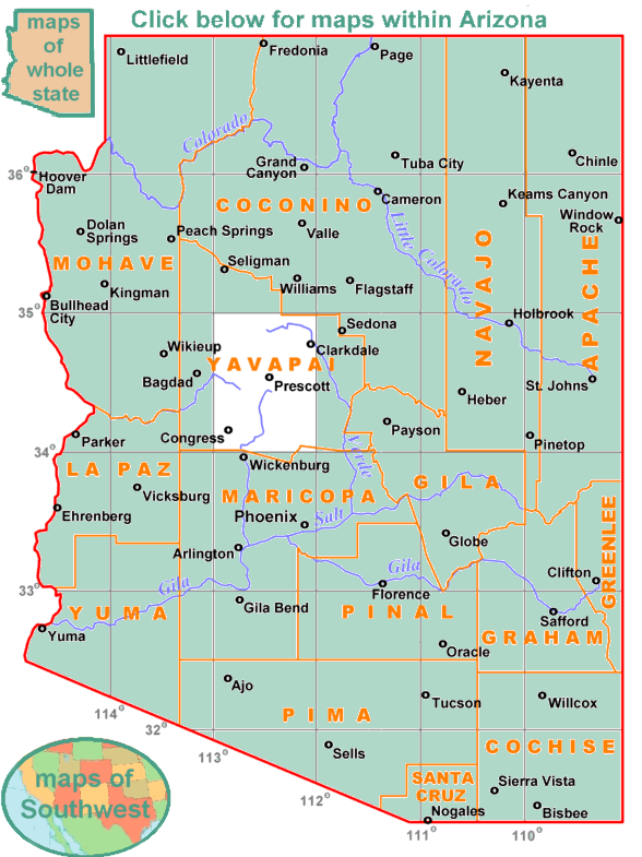 Arizona index map
